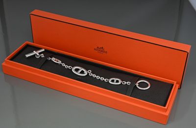 Hermès - Bracelet modèle Farandole, en argent 925, à chaine mailles fo - Photo 1