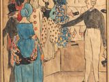 an image of a drawing of a man and a woman in a kitchen