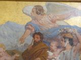 a painting on the wall of a church with angels
