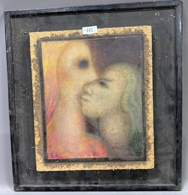 La mère et la fille Huile sur aggloméré, monogrammée RD en b…