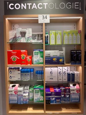 a display case with a lot of products in it