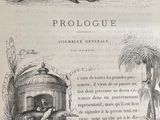 an old book with illustrations of people and animals on it