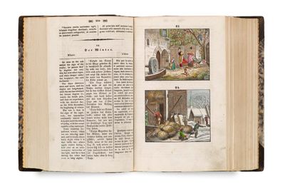 an open book with pictures of people in it