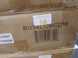 a box with a barcode on it sitting on the floor