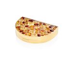 yellow gold plated pizza shaped brooch with garnetts and garnetts