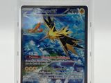 a close up of a pokemon card in a plastic holder
