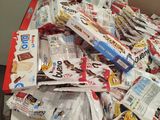 a box full of snacks sitting on top of a table