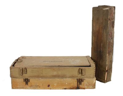 two old suitcases sitting next to each other on a white surface