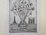 drawing of a drawing of a tree with a building in the background