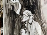 sketch of a drawing of a man and a woman with a skeleton in the background