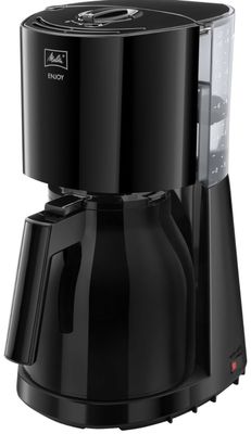 a black coffee maker on a white background