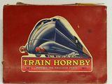 a red box with a train hornby logo on it