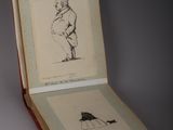a book with a drawing of a man and a bird on it