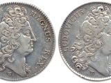 four different types of silver coins are shown on a white background