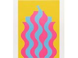 une image représentant un motif jaune et bleu avec des lignes ondulées