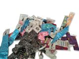 a pile of assorted items on a white surface