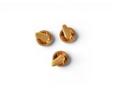 a set of three gold plated buttons on a white surface