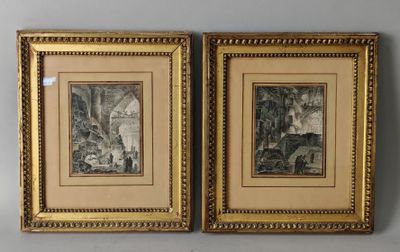 two framed pictures of a man and a woman in a forest