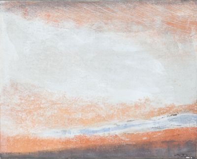 une image représentant un tableau où l'on voit un ciel orange et blanc