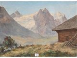 une image représentant un tableau d'une cabane dans les montagnes