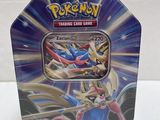 a close up of a metal container with a pokemon figure on it