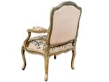 an image of a chair with a floral upholstered back and arms