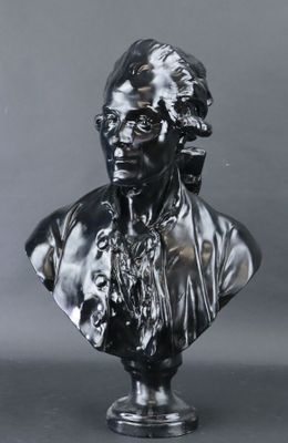 Dans le style du XVIIIe: "Buste d'homme", plâtre peint (pein…