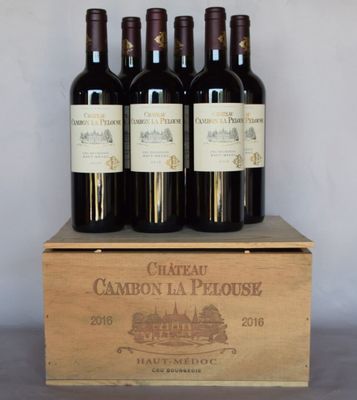 6 bouteilles château CAMBON LA PELOUSE Haut-Médoc 2016 (CB)