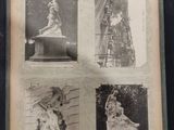 an old photo of a book with pictures of statues on it