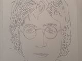 a drawing of a man with glasses and curly hair