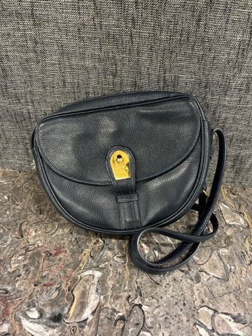 LANCEL 1876 - Sac à main bandoulière en cuir grainé bleu nuit, pi...