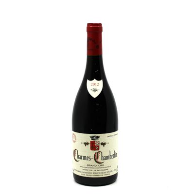 bottle of red wine with a white label on a white background