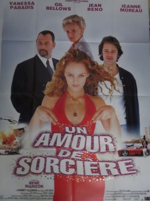 affiche de film français représentant une femme en robe rouge devant un groupe d'hommes