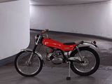 a motorcycle that is parked in a parking garage