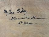 an image of a close up of a piece of wood with writing on it