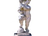 a statue of a boy holding a baby on top of a block