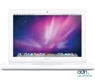 an image of a white apple macbook computer on a white surface