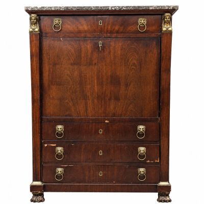 commode ancienne en bois avec dessus en marbre