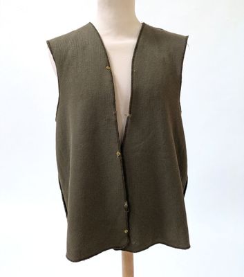 the vest is made of linen and has buttons on the front