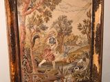 an old picture of a painting of a man and a woman in a wooded area