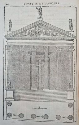 un vieux livre sur lequel est dessiné un bâtiment