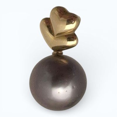 PERLE grise diam 7 mm montée en pendentif sur or jaune poids 2.8 g hau