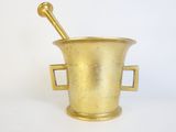 brass ice bucket with two handles and two handles on a white background