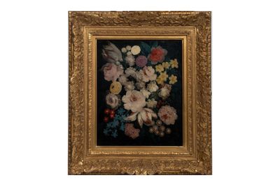 une image représentant un tableau de fleurs dans un cadre doré