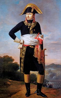 painting of a man in a military uniform standing on a hill
