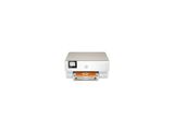 the printer is white and has an orange print on it