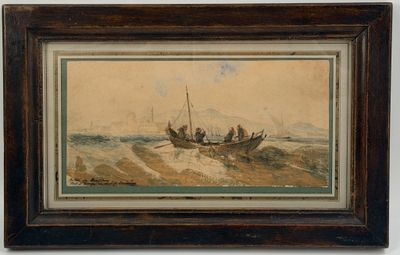 une image d'une peinture représentant un bateau dans l'eau