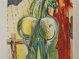 a picture of a painting of a woman and a horse