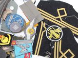 many different types of military patches on a white surface