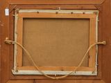 an old picture frame with a rope hanging from it ' s side